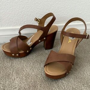 Brown Strappy Platform Sandals Soda